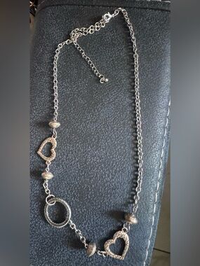 Silver Heart Pendant Chain Necklace - Women Jewelry